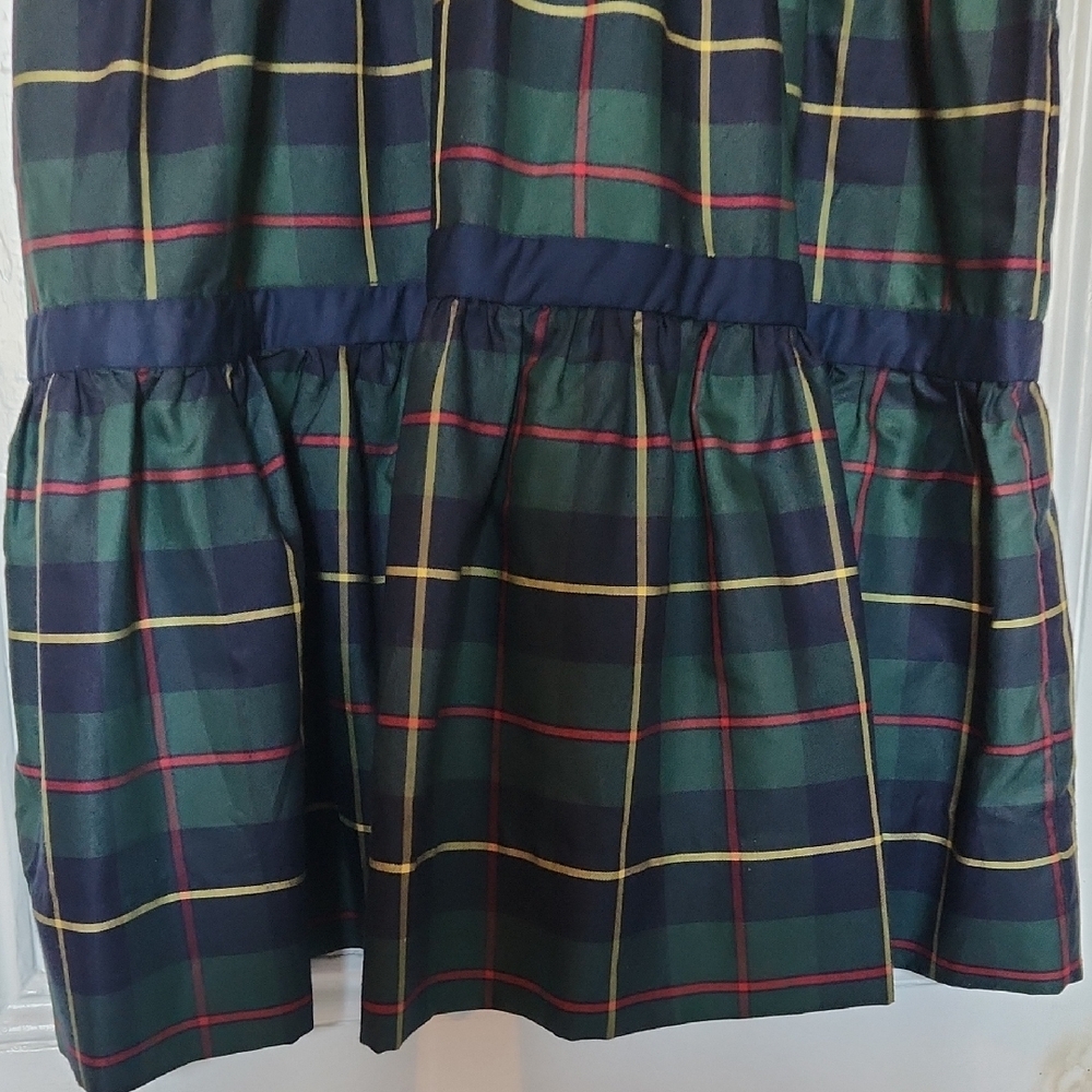 Gretchen Scott Navy and Forest Green Plaid Skirt with Red and Yellow Stripes - Picture 4 of 7